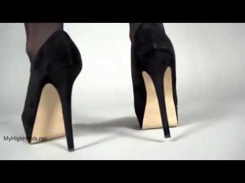 Black stiletto high heels and stockings 3