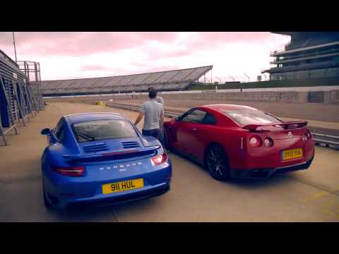 Porsche 911 Turbo S vs Nissan GT R (2014) CAR video review