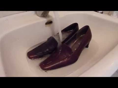 Water in wifes redish shoes