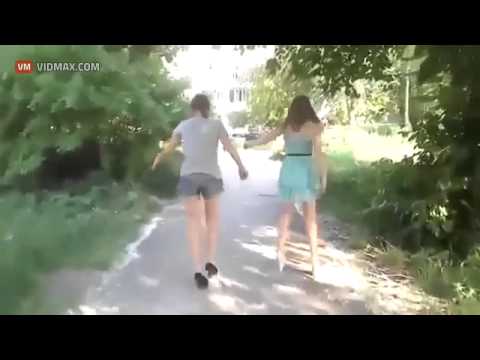 Two 13yr old Russian girls attempt to walk in High Heels, fail miserably