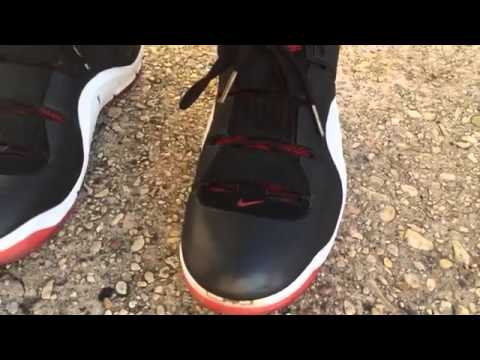 Cheap Wholesale 2014 Nike Zoom Lebron 4 IV  Black Red   Bred  on feet
