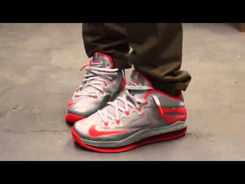 Cheap Wholesale 2014 Nike Max Lebron XI Low  Laser Crimson  On feet Video