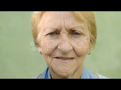 Happy Old People, Happy Senior Blonde Woman Looking At Camera. Stock Footage