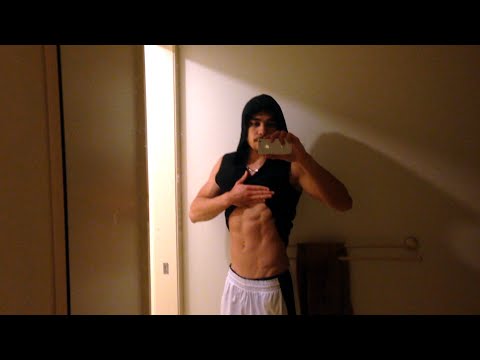 18 year old flexing Abs in Sleeveless Hoodie!