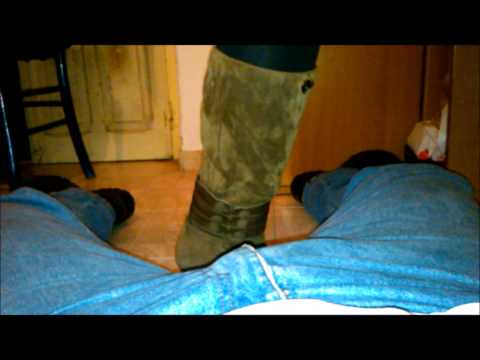 Sexy trambling and ballbusting in new boots