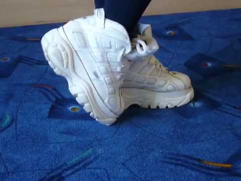 Jana shows her Buffalo boots 2003-14 shiny white