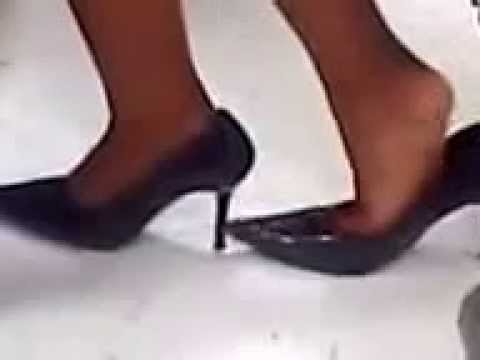 Candid Black Woman Shoeplay