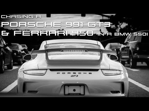 Chasing a Porsche 991 GT3 and Ferrari 458 in a BMW 550i