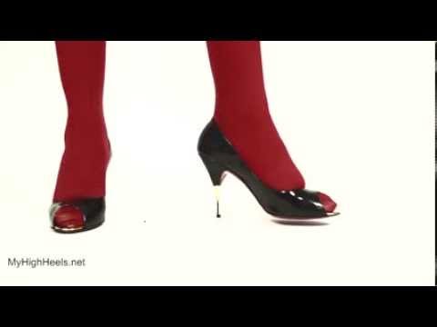 High heels peeptoe louboutin shoes and stockings
